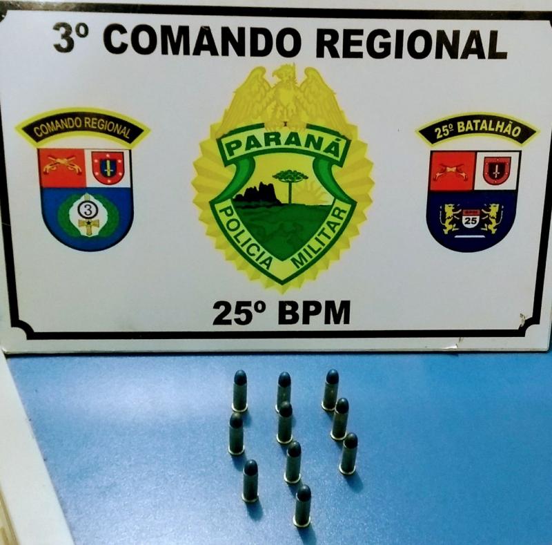 Equipe ROCAM da Polcia Militar de Umuarama apreende 10 munies de calibre 38 e encaminha uma pessoa para Delegacia