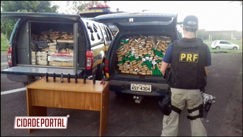 PRF apreende 2.400 munies, oito pistolas e 686 quilos de maconha