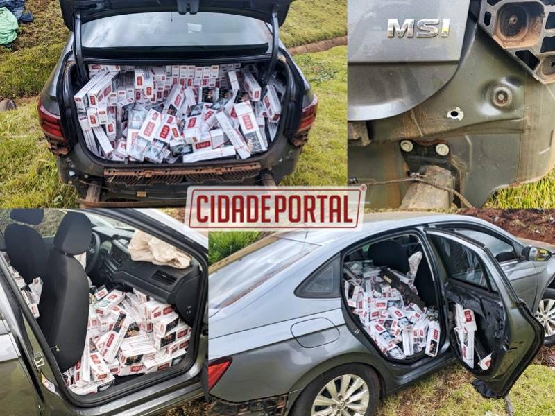PRE e Polícia Militar apreendem munições, cigarros e veículo clonado em Engenheiro Beltrão