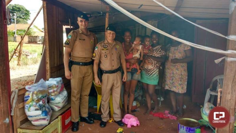 Policia Militar de Peabiru realiza entrega de cestas Bsicas para Famlias carentes do Municpio