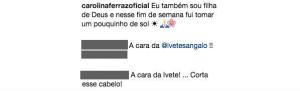 Carolina Ferraz  comparada a Ivete Sangalo ao postar foto de biquni