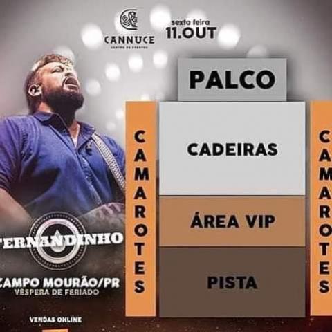 Show do cantor gospel Fernandinho dia 11 de Outubro no Cannecce Eventos de Campo Mouro