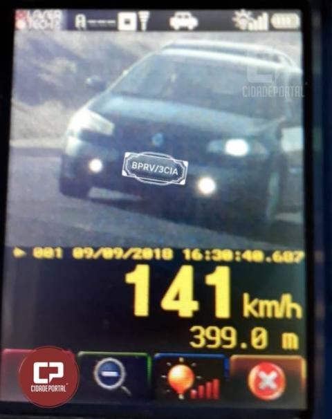 Motorista  flagrado  141km/h durante fiscalizao da PRE no trecho entre Cascavel e Jotaesse