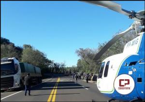 Grave acidente na BR-487 movimentou as equipes de Resgate inclusive o helicptero sade 03 do SAMU