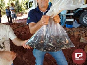 Grupos de pesca renem populao de municpios da regio para repovoamento de peixes no Rio Piquiri
