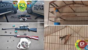 Polcia Ambiental apreende armas e animais silvestres e prende 2 homens em Mariluz