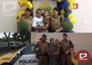 Policiais Militares de Cianorte fazem surpresa para o pequeno Lorenzo em seu aniversrio
