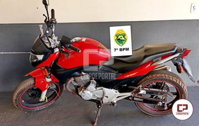 Polícia Militar recupera motocicleta roubada em Mariluz