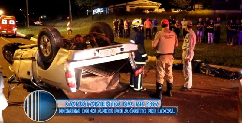 Capotamento no trevo prximo ao Posto Tio Patinhas em Campo Mouro deixa uma vtima fatal.