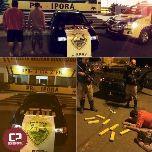 Polícia Rodoviária de Iporã prende 2 indivíduos e apreende veículo com entorpecentes