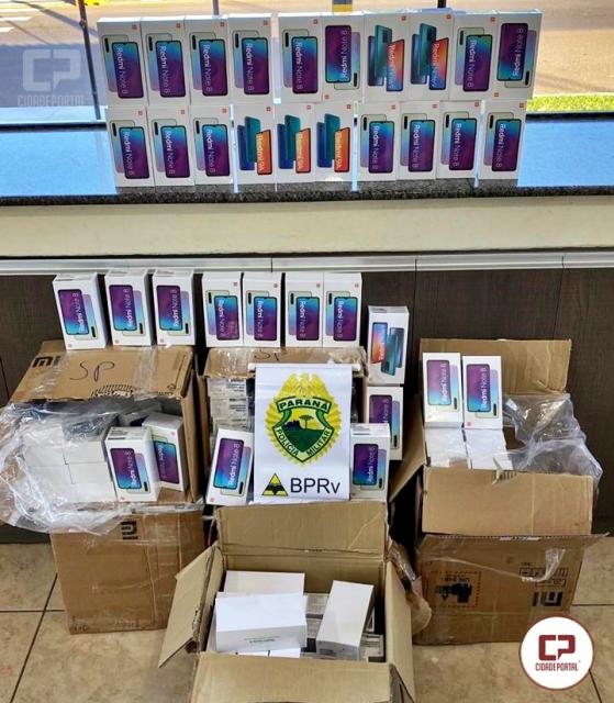 Polcia Rodoviria Estadual de Cianorte apreende celulares contrabandeados durante fiscalizao