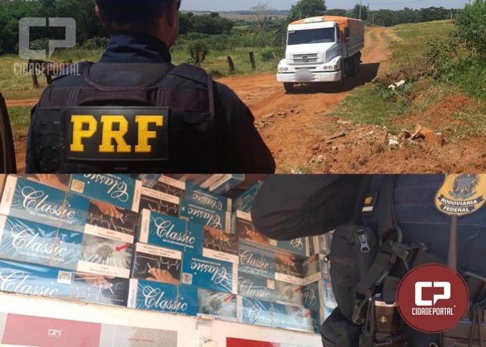 PRF apreende caminho com 200 mil carteiras de cigarros em Cafezal do Sul