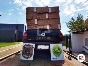 BPFRON e PF apreendem carro carregado com cigarros contrabandeados em Guaíra
