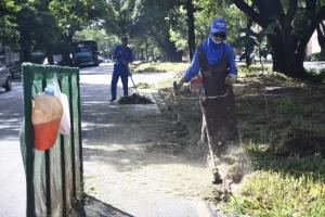 Prefeitura refora equipes para limpeza de canteiros em Umuarama