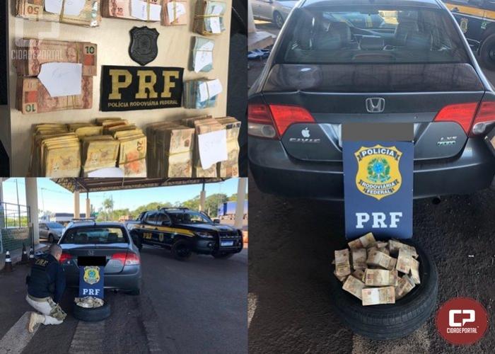 PRF prende contrabandista com R$ 170 mil escondidos no estepe em Guara