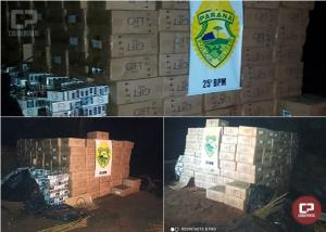 Policiais Militares do 25 BPM apreenderam cerca de 350 caixas de cigarros contrabandeados
