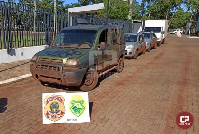 Polcia Federal e BPFron apreendem veculos e cigarros contrabandeados em Guara