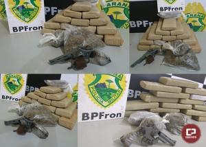 BPFron apreende drogas e arma de fogo na cidade de Guara