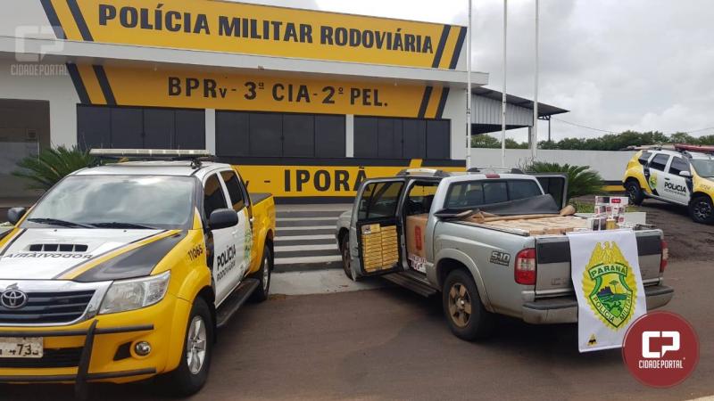Polcia Rodoviria Estadual de Ipor apreende veculo com contrabando de cigarros em Cafezal do Sul