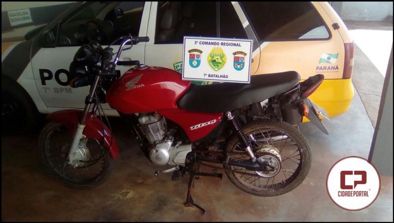 Aps denuncia Polcia Militar do destacamento de Mariluz recupera moto roubada