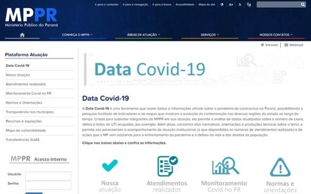 Ministrio Pblico do Paran faz atualizaes na plataforma Data Covid-19