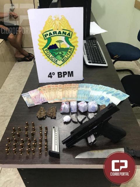 PM de Maring prende homem por porte ilegal de arma de fogo e trfico de drogas
