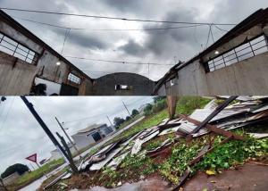 Cobertura de Barracão em Janiópolis é derrubada com chuva de granizo e forte ventania