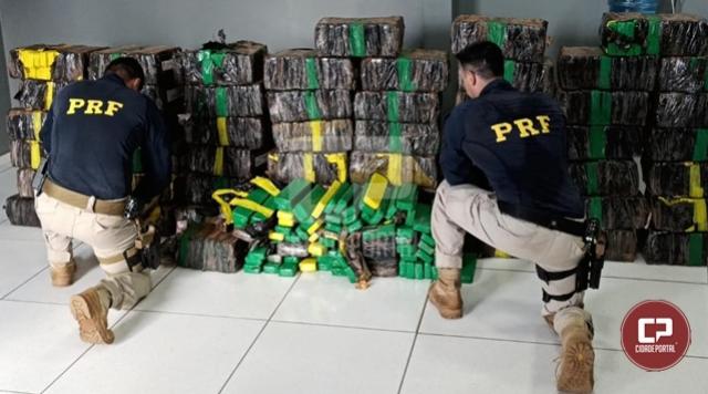 PRF apreende, em Nova Laranjeiras, quase 1 tonelada de maconha em caminhonete roubada