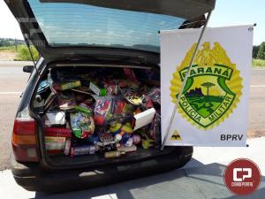 Polcia Rodoviria Estadual de Ipor apreende veculo carregado de mercadorias contrabandeadas