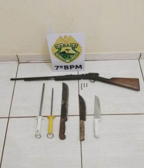 Policiais Militares do 7 BPM apreende arma  e recupera veculo furtado em Cruzeiro do Oeste