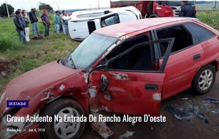 Grave acidente em Rancho Alegre D' Oeste deixa varis pessoas feridas