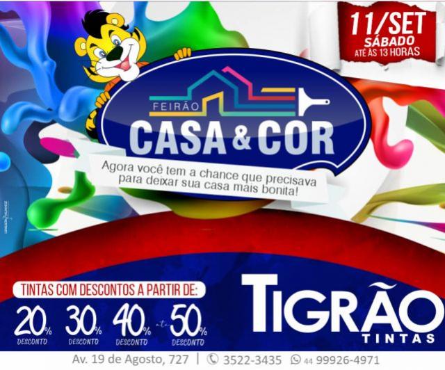 Feirão Casa & Cor é na Tigrão Tintas de Goioerê com descontos de até 50% somente neste sábado, 11