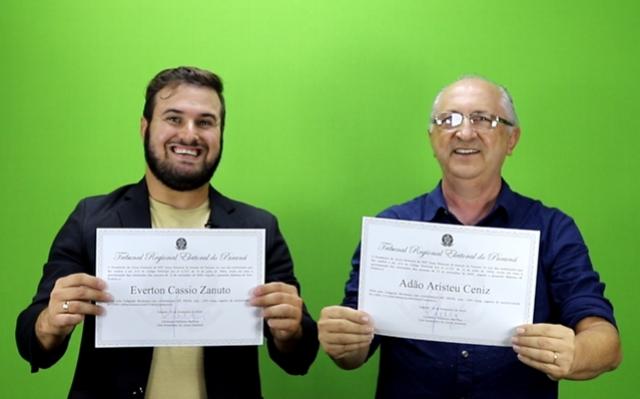 Professor Aristeu e Cssio Zanuto esto diplomados para gesto 2021/2024 em Rancho Alegre D`Oeste