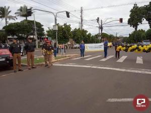 PM, CIRETRAN e alunos do projeto PM mirim realizam blitz em aluso ao maio amarelo em Terra Boa