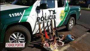 Polcia Ambiental apreende 06 armas de caa, munies e carne de animais silvestres em Moreira Sales