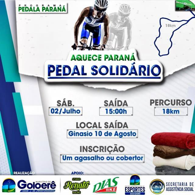 Pedal Solidário será realizado em Goioerê neste sábado, 02