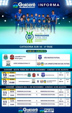 Mais uma fase do Campeonato Paranaense de Futsal acontece em Goioerê nesta sexta-feira, 10