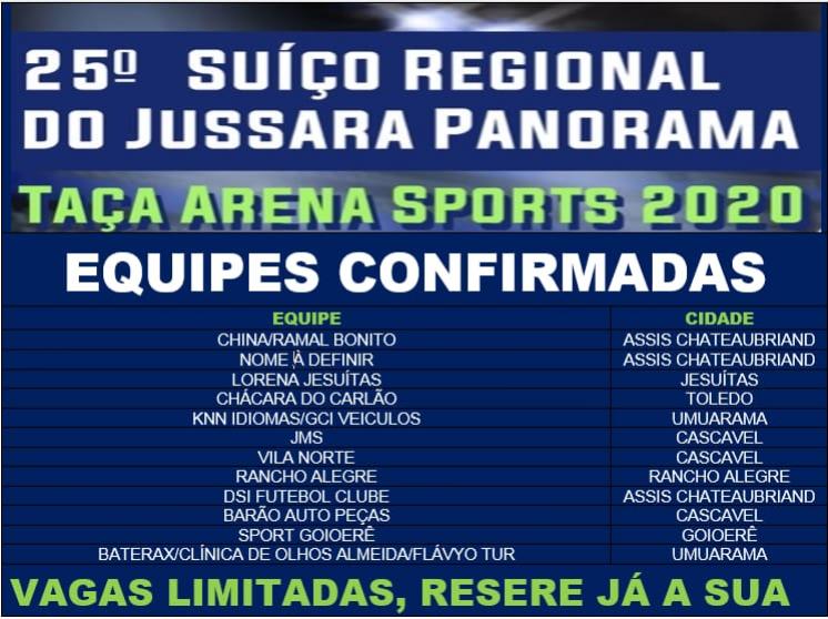 Edição 2020 do Suíço Regional do Jussara/Panorama já tem 12 equipes confirmadas