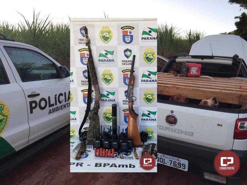 Polcia Ambiental de Umuarama prende caadores por maus tratos em animais e por porte ilegal de arma de fogo