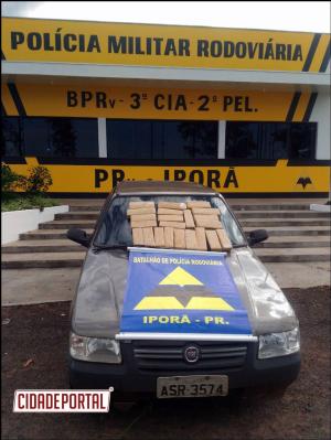 Policiais Rodovirios do Posto de Ipor apreende 14 kg de maconha em veculo de passeio em Cafezal do Sul