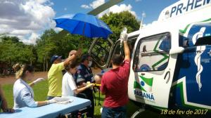 Helicptero do Samu efetua transferncia de paciente de Ubirat para a cidade de Cascavel