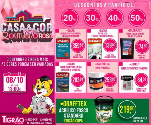 Feirão Casa & Cor Outubro Rosa é na Tigrão Tintas de Goioerê com descontos de até 50%